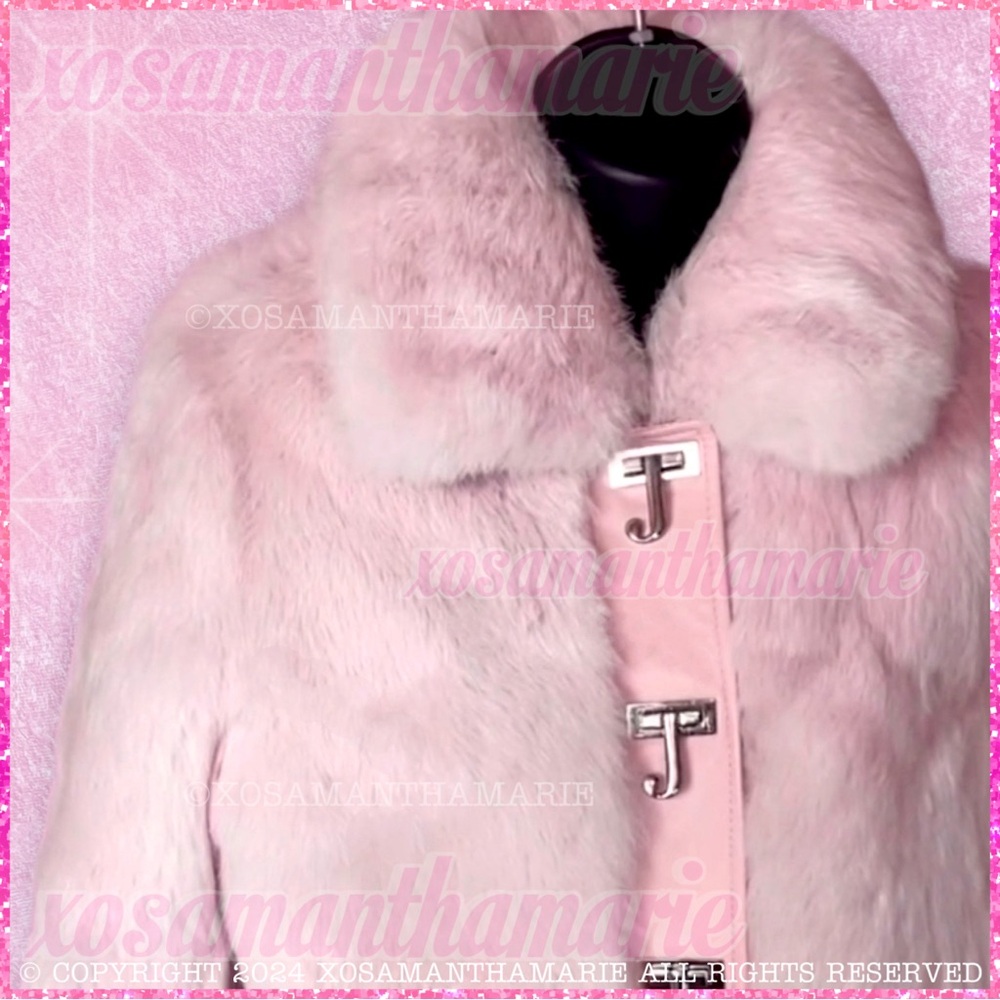 Vintage Y2K Juicy Couture Rare HTF Viva La Juicy Pink Rabbit Fur Jacket Coat - Picture 11 of 15